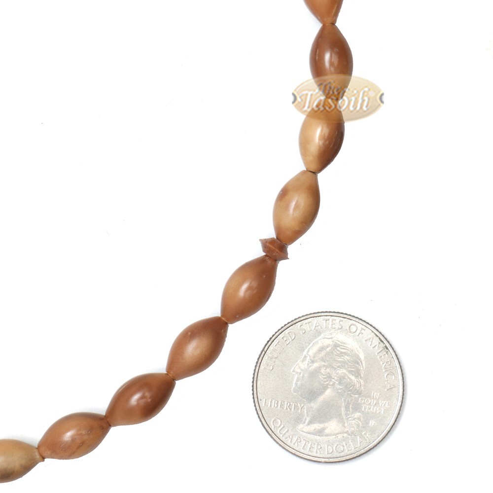 Kuka Tasbih Handmade Natural Oval 8x10mm Date Shaped 33 Beads