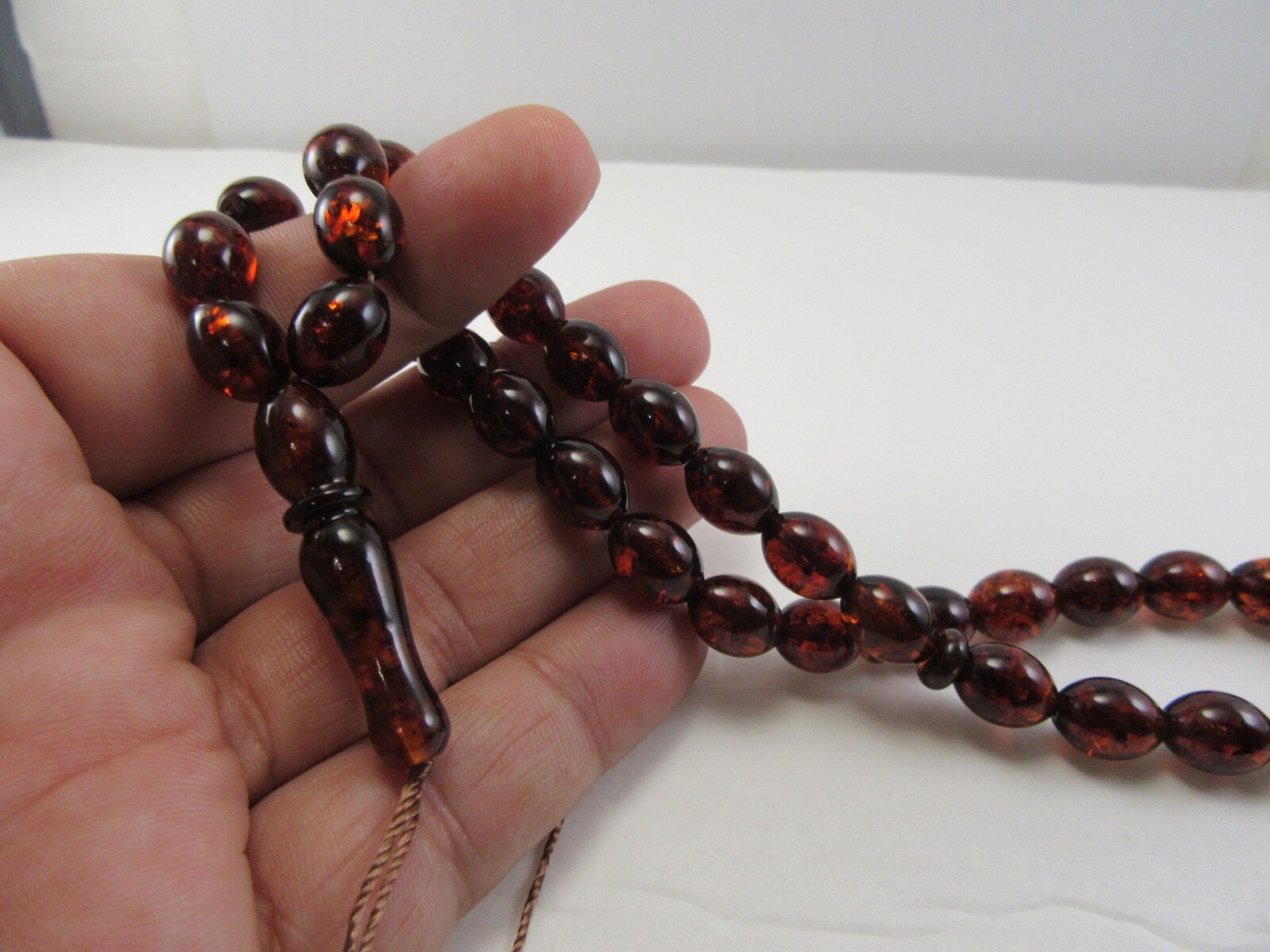 Islamic 33 beads prayer PRESSED Baltic amber rosary tesbih tasbih oval rosary