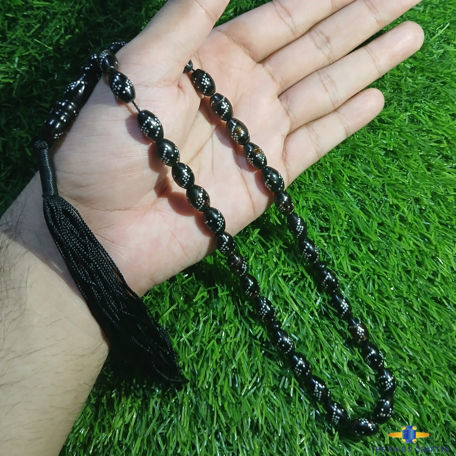 Natural Black Coral Yusr Tasbih Antique Islamic Prayer 33 Worry Beads Rosary