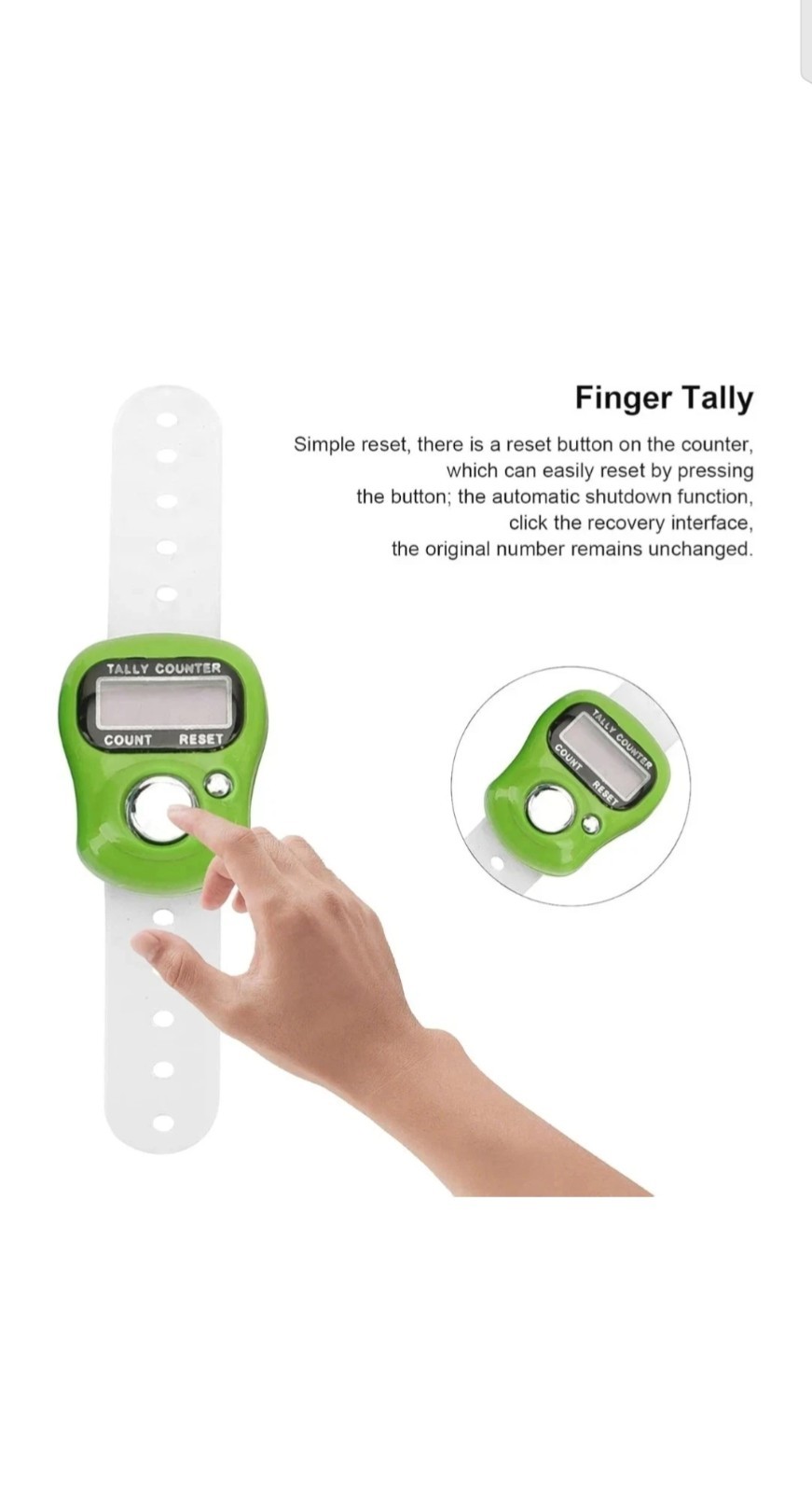 Yellow Digital Tasbeeh Tally Counter w/ Clear Strap | Prayer Finger Clicker