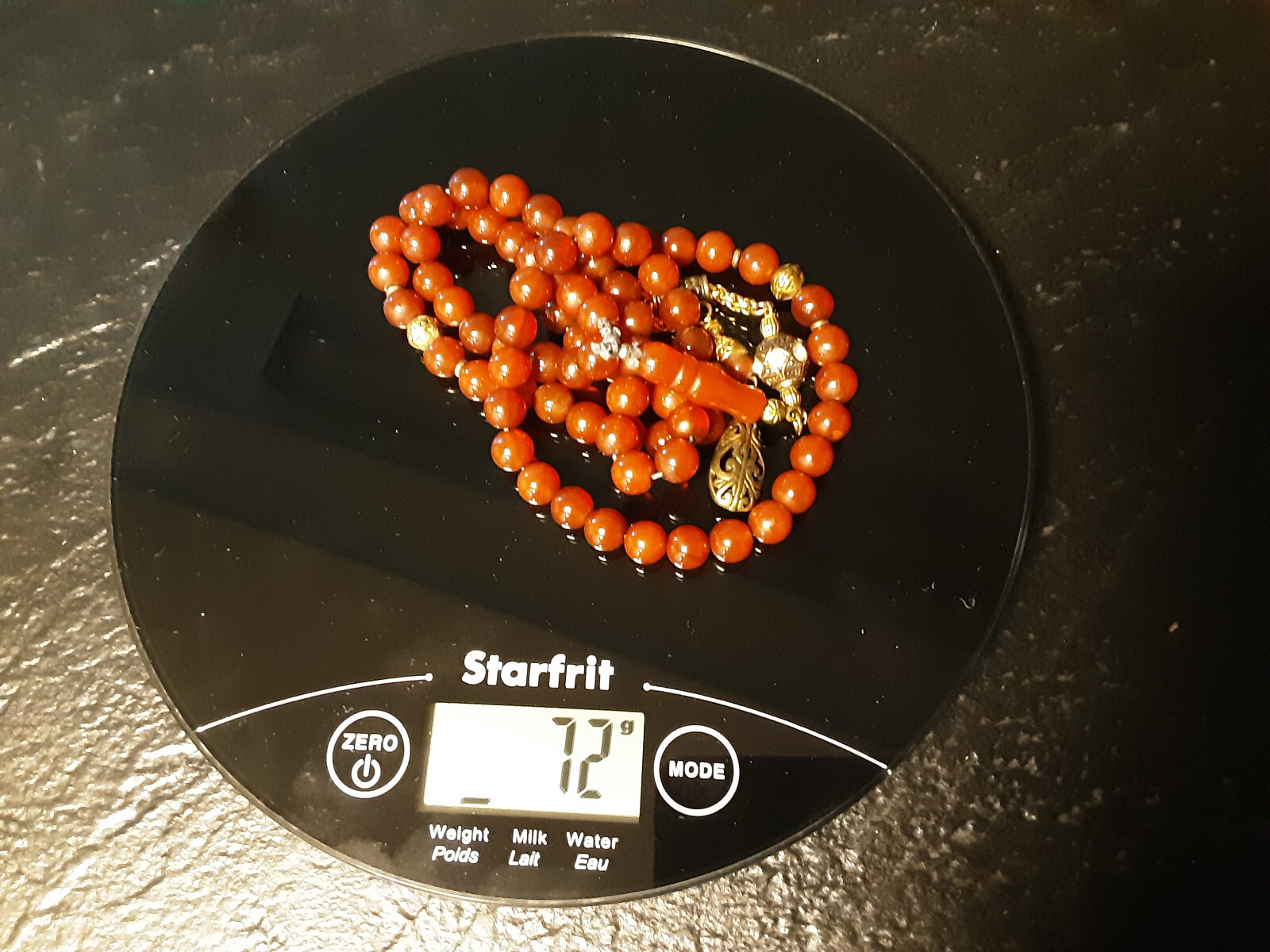 Vintage Islamic Prayer Nephrite 77 Beads Tasbih Misbaha Brown-Orange 72gr