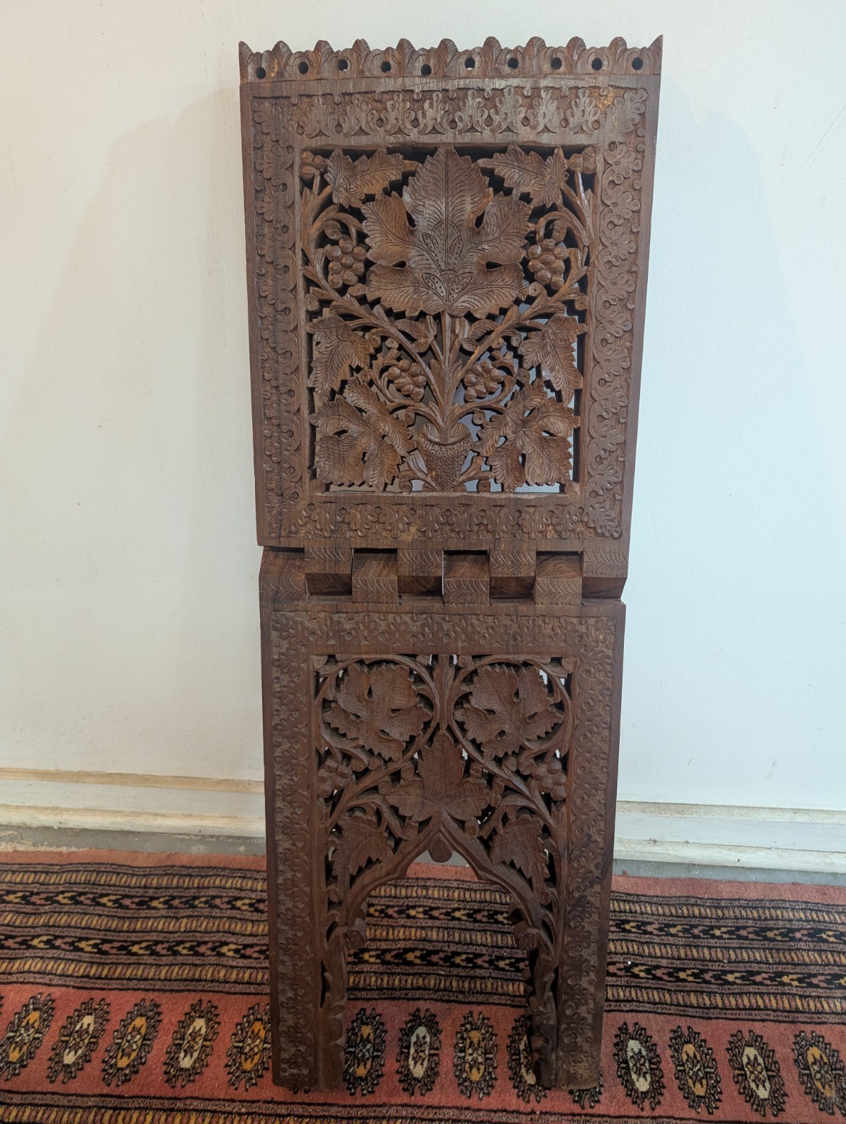 Antique Hand Carved Quran Stand – Folding Rehal Holy Book Holder