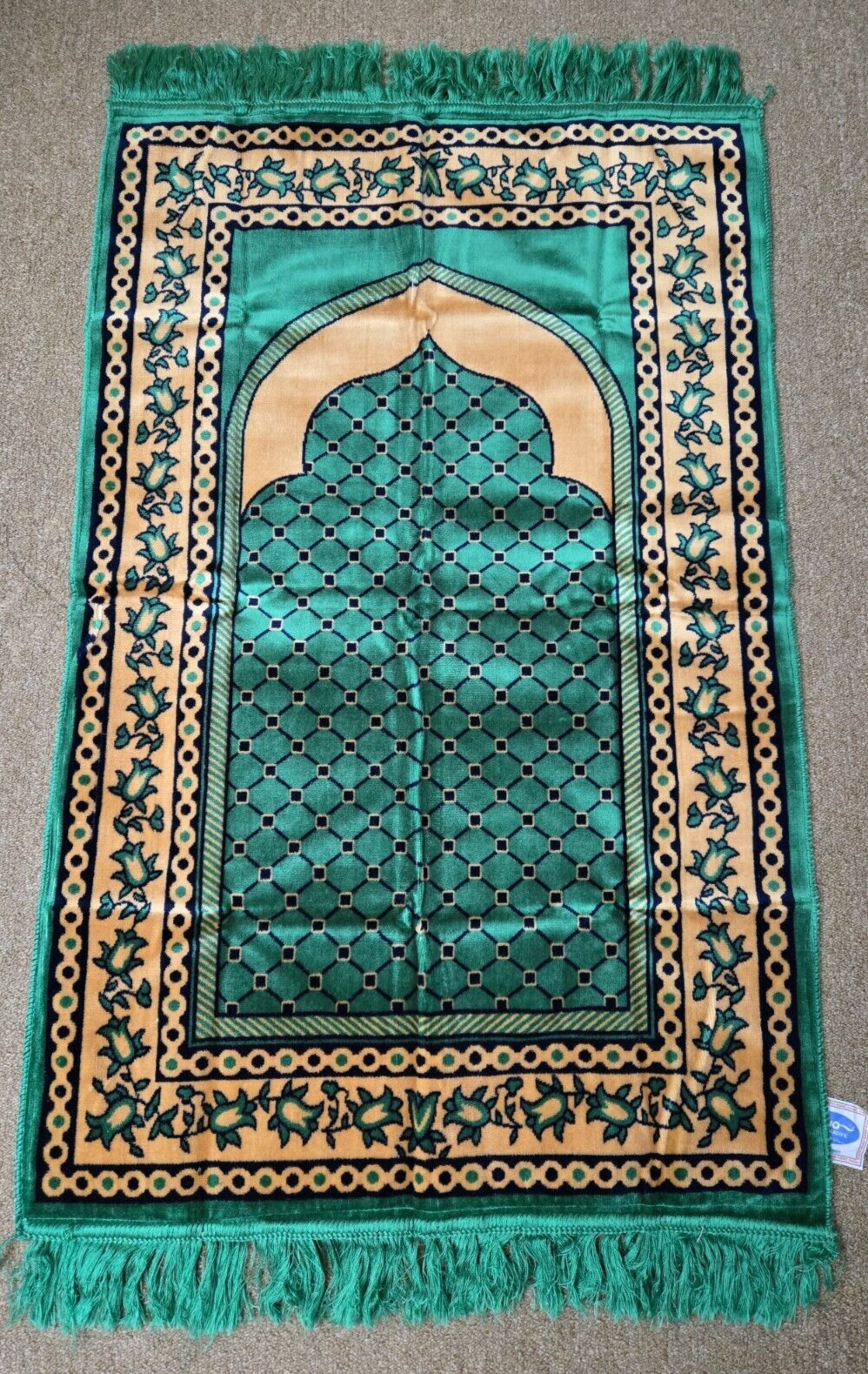 Kano Turkey Muslim Prayer Mat Rug Attached Carry Bag 41×27+3+3″ Fringe EXCELLENT