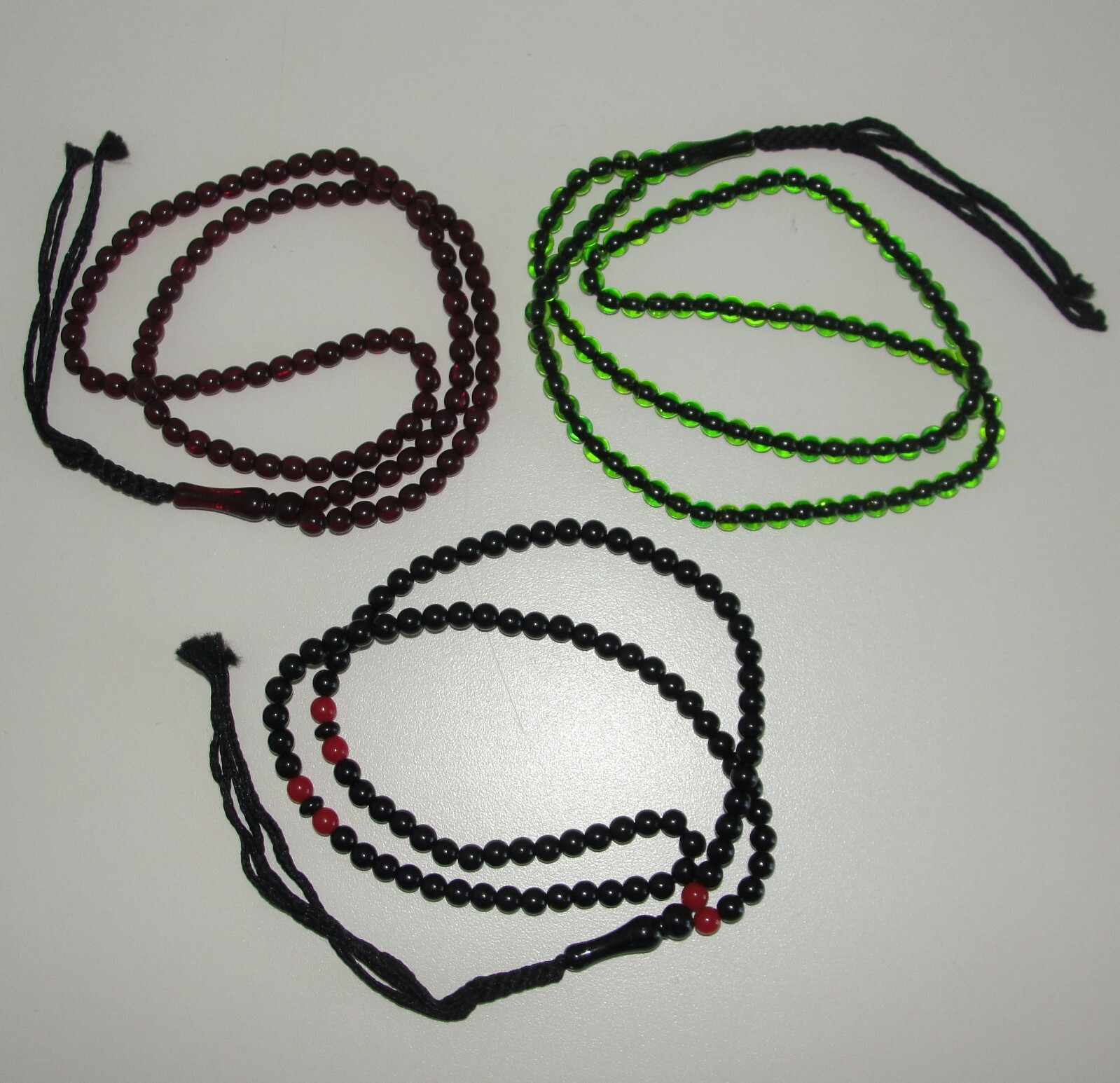 3 SUBH PRAYER RED 99 MEDITATION BEADS MUSLIM ISLAMIC ELAHI TASBIH AFGHANISTAN