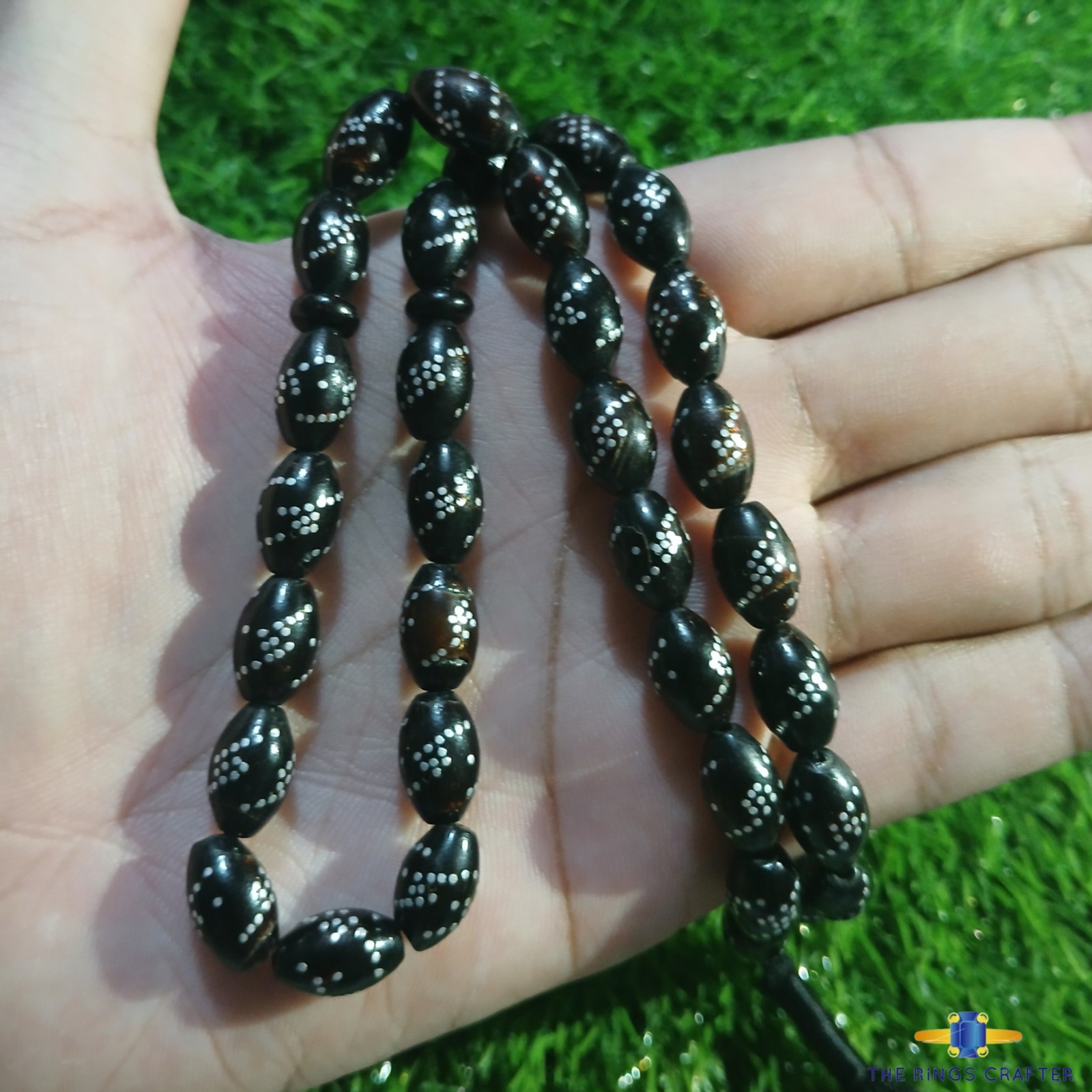 Natural Black Coral Yusr Tasbih Antique Islamic Prayer 33 Worry Beads Rosary