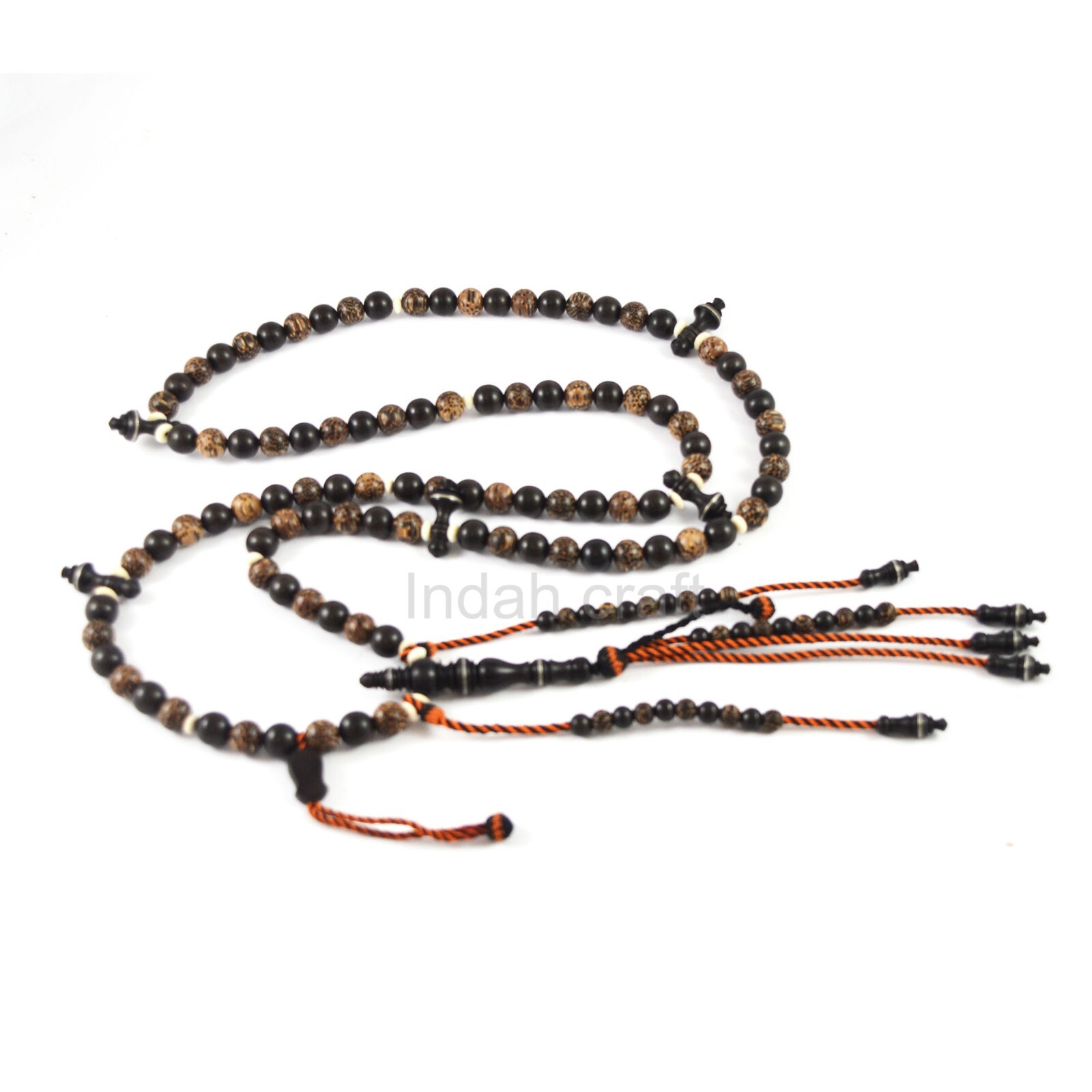 Islamic Tijani Tasbih Sibha Prayer 100 beads Borneo Black Wood Mix Palm Wood