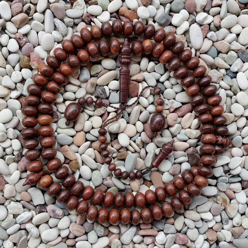 99 Prayer Beads Islamic Tasbih Tamarind Heartwood 12×8 MM Misbaha Galih Asem