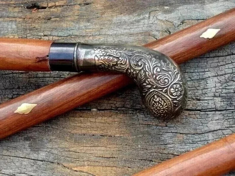 Vintage Fancy Hand Carved Walking Stick Wooden cane +free tariff service