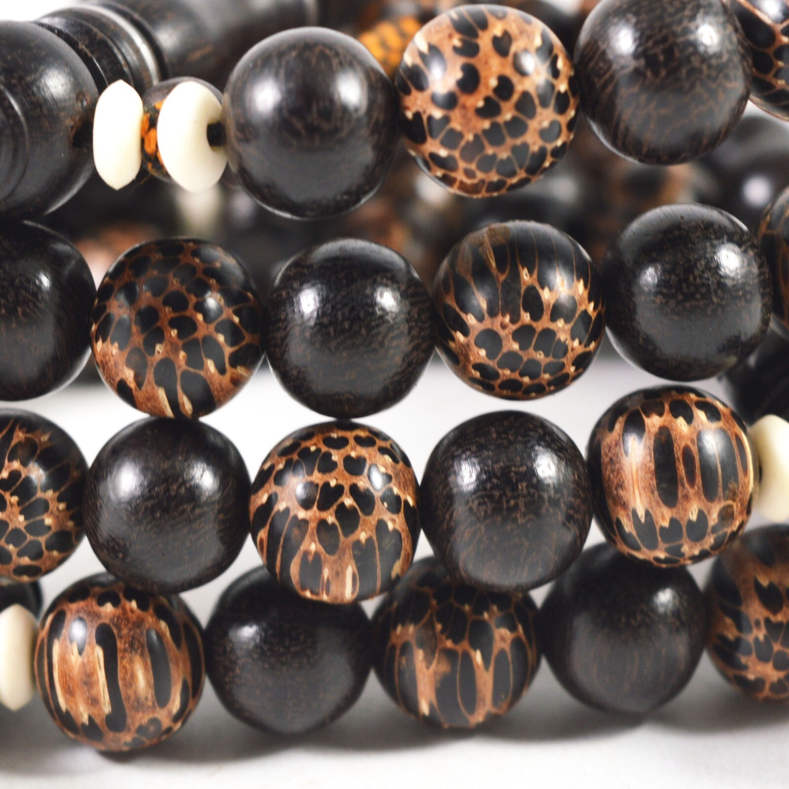 Islamic Tijani Tasbih Sibha Prayer 100 beads Borneo Black Wood Mix Palm Wood