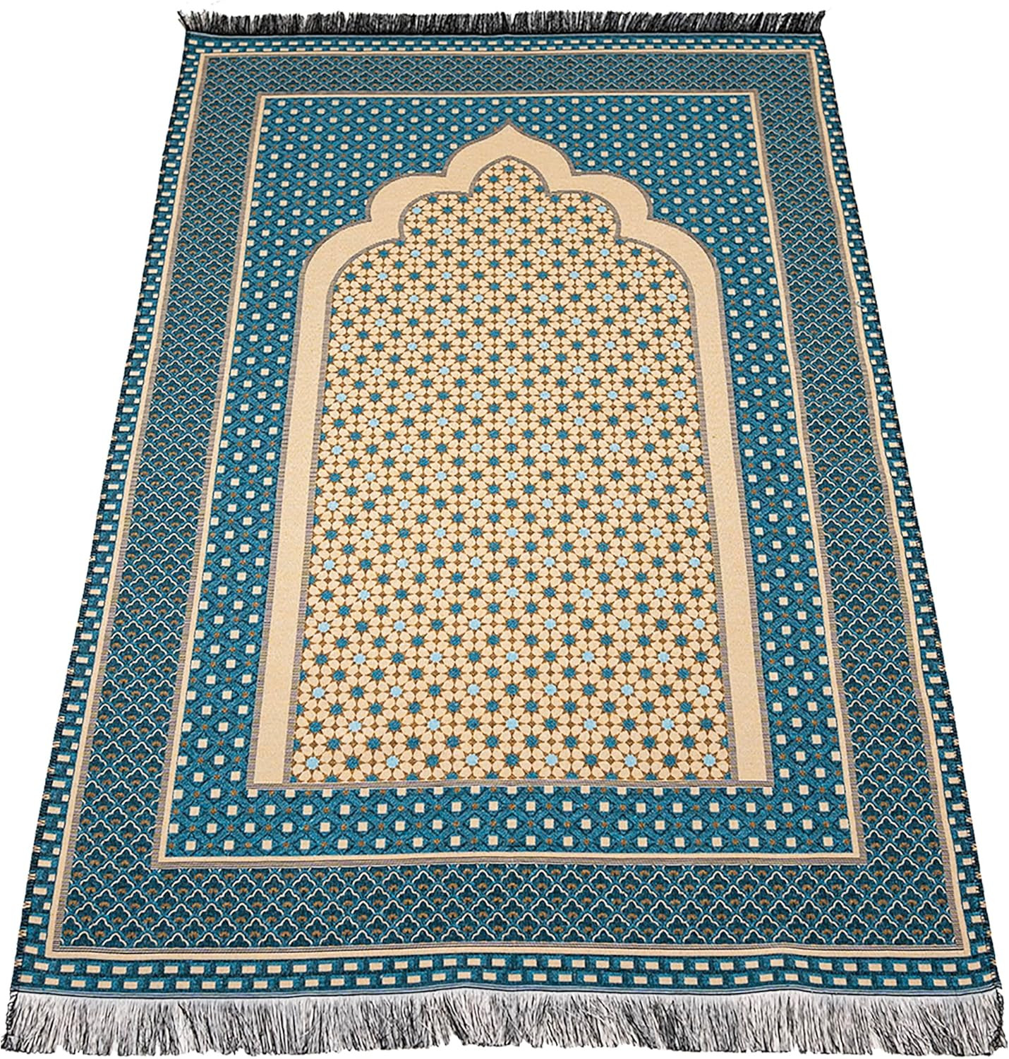Turkish Islamic Prayer Mat Janamaz Sajjadah | Thin Woven Cotton Praying Rug Rama