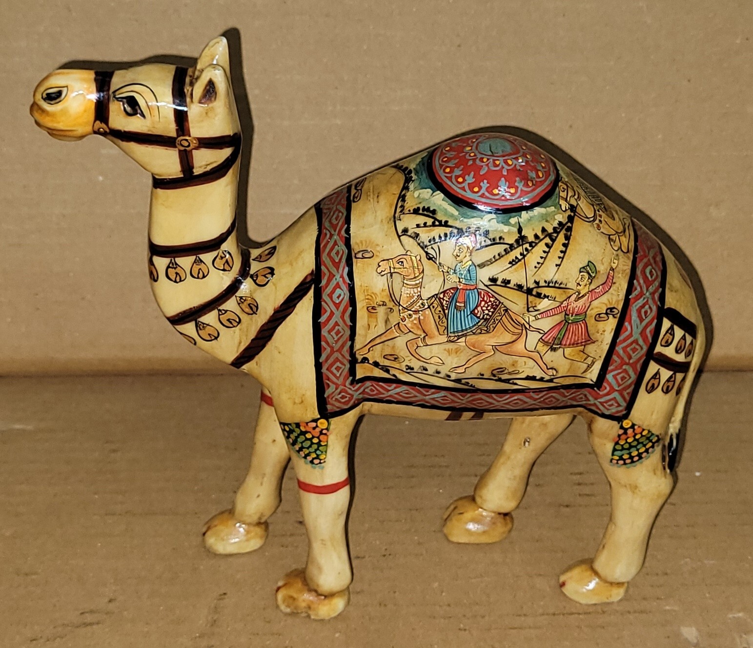 Vintage Old Collectible Camel Bone Mughal Islamic Hand Painted Camel Figure