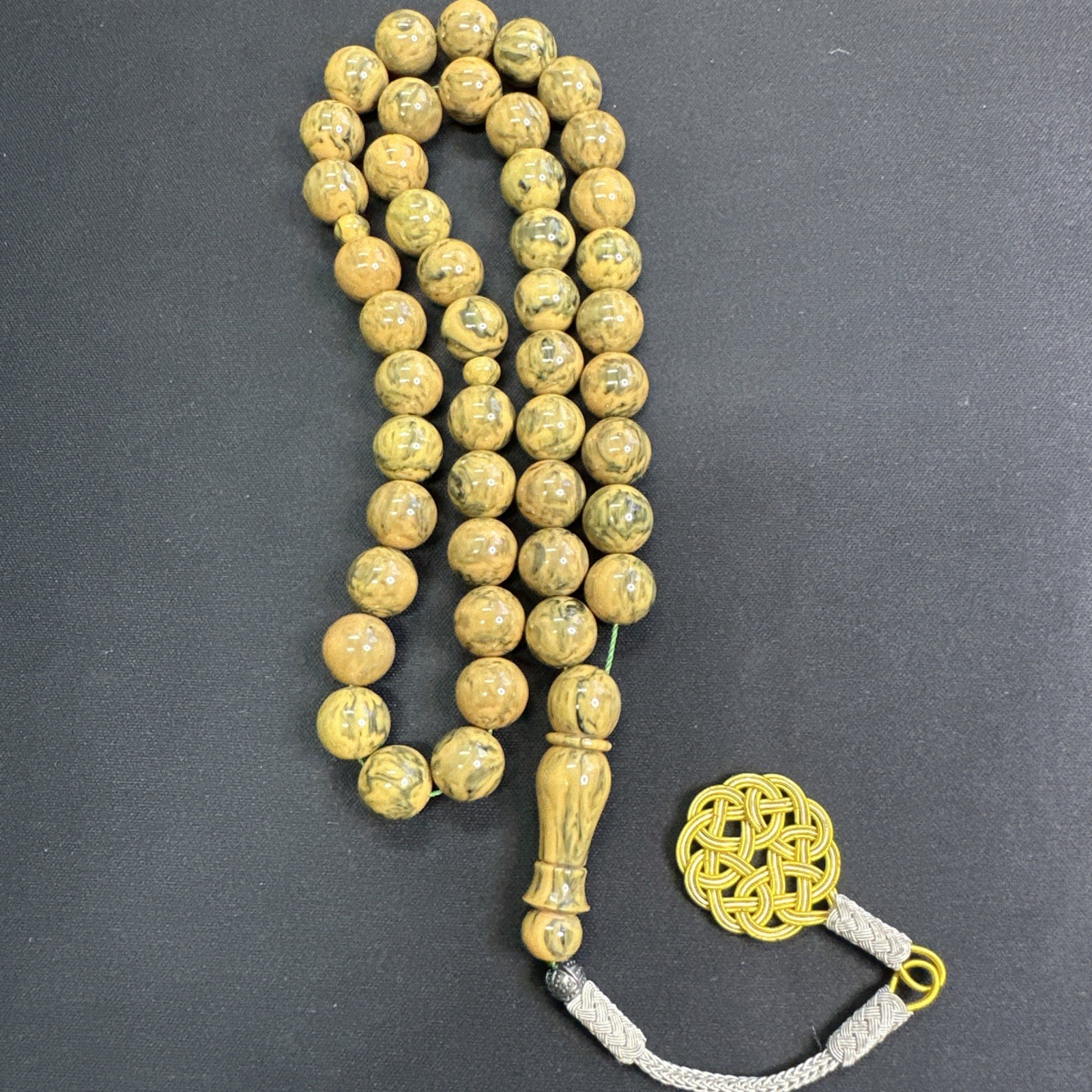 New Bakelite,Sandalus, Misky , Prayer beads Misbaha , 45 Beads Silver Tassel