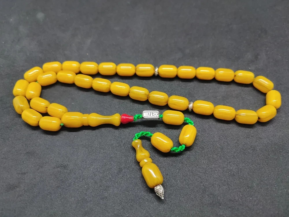 Islamic Prayer bakelite amber Rosary. 12*8 mm. 33 beads.Tasbih,misbaha