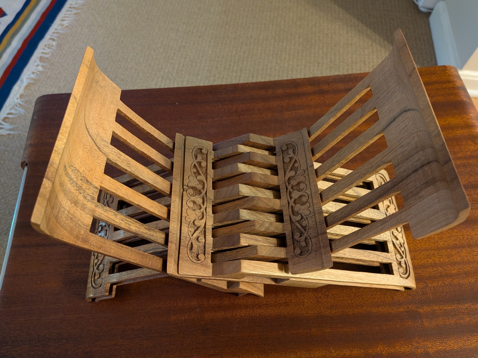 vintage Uzbek Book Stand Laukh Foldable Wooden Handcarved Book Stand