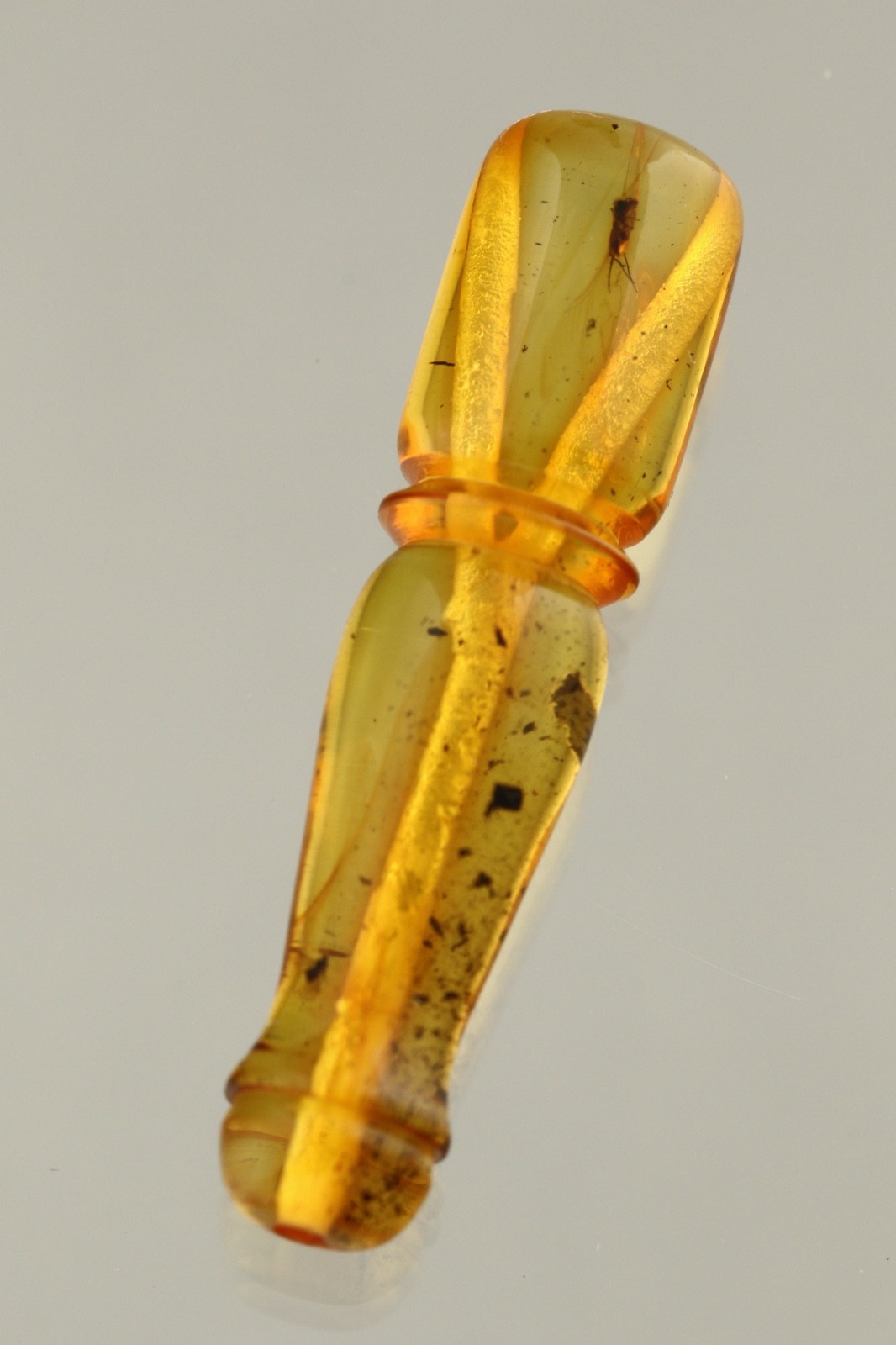 2 Fossil Insects BALTIC AMBER Islamic Prayer Imam Minaret TASBIH 1.9g 260709-4