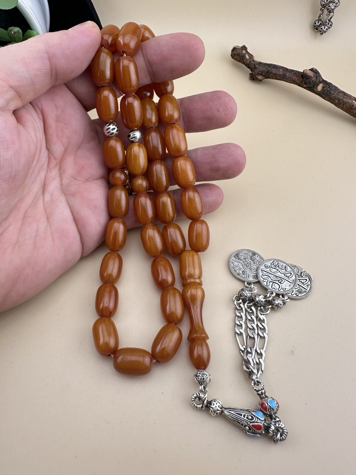 Collectible Misky 33 Beads Islamic Rosaryمسبحة مسباح مسكي جودة عالية خراطة يدوية