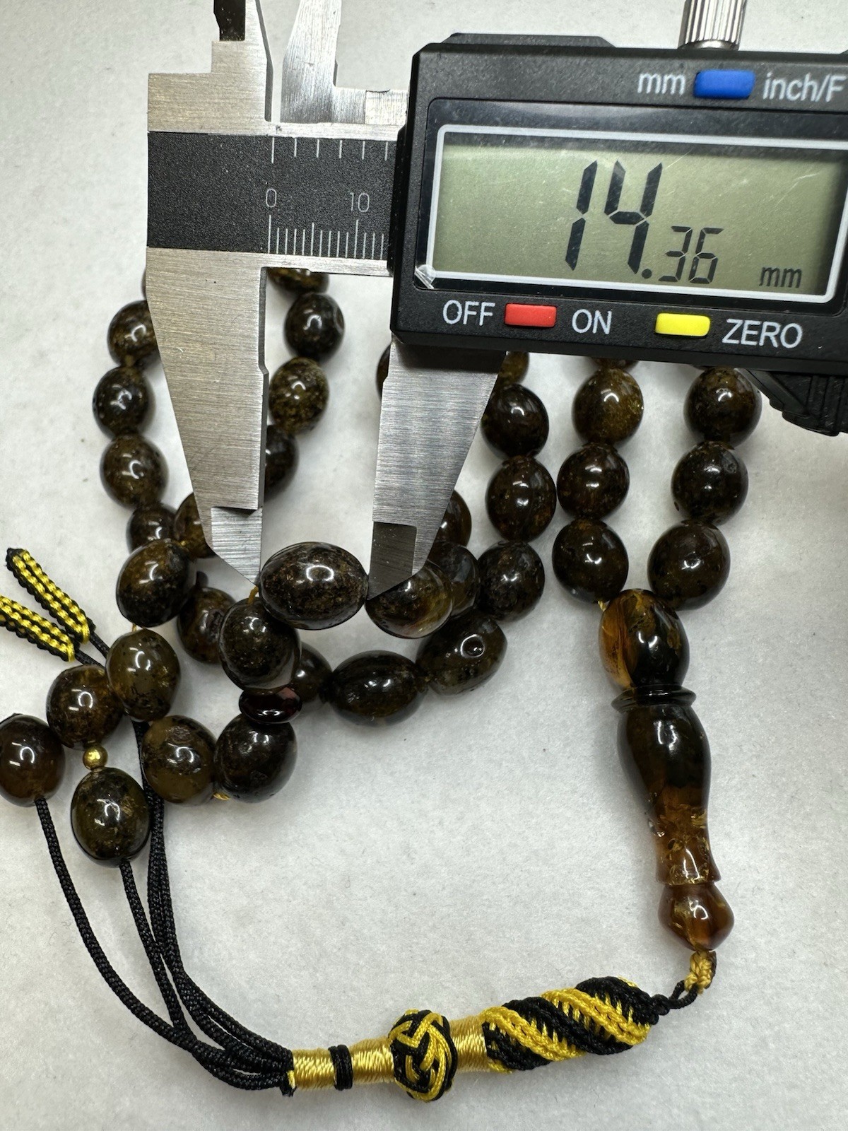 Natural Baltic Black Amber Islamic prayer Beads 45+3 Beads 54.2G 11.6×14.3mm