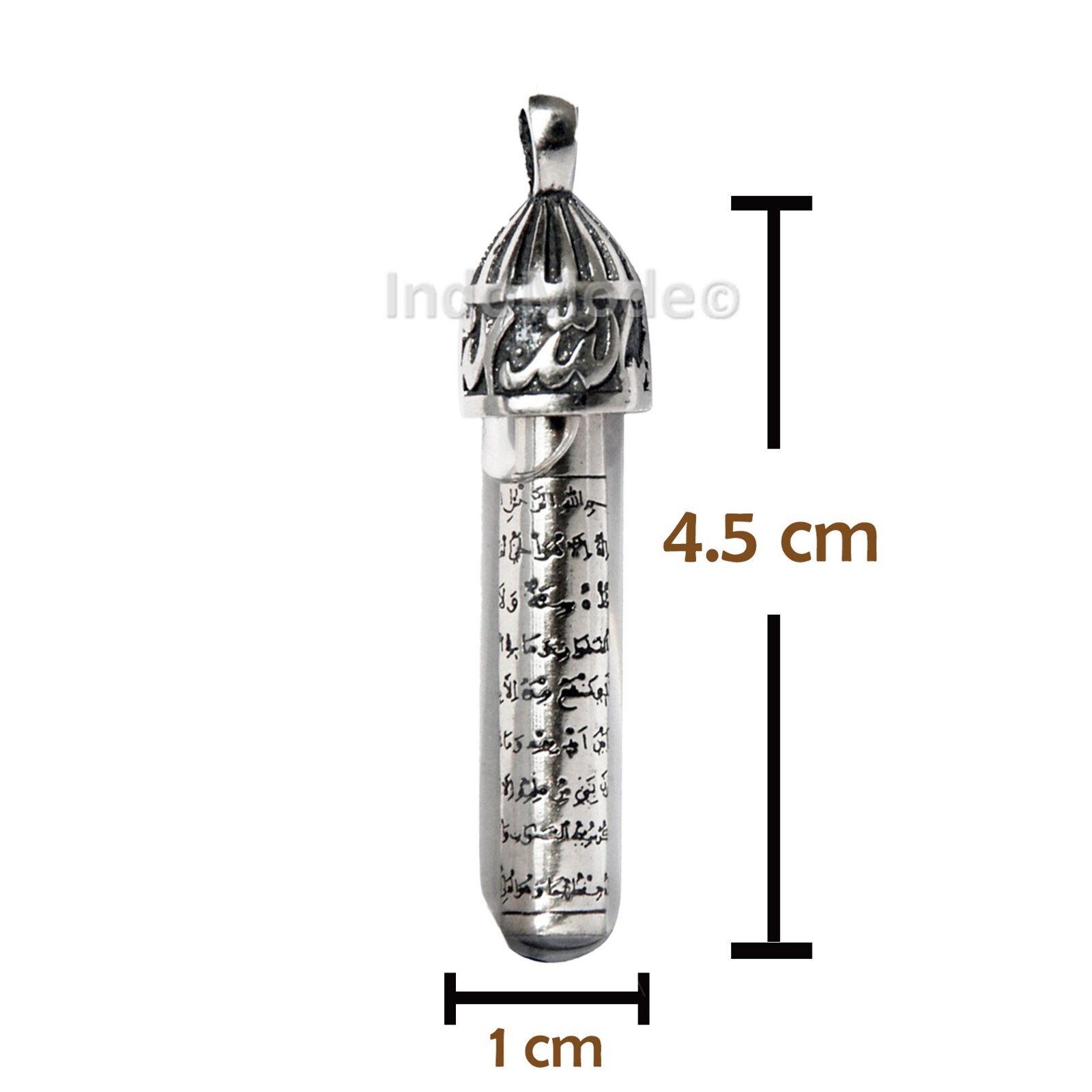 Ayatul-kursi Zamzam Glass Vial Islamic Pendant Allah Clear St Silver Tube Core