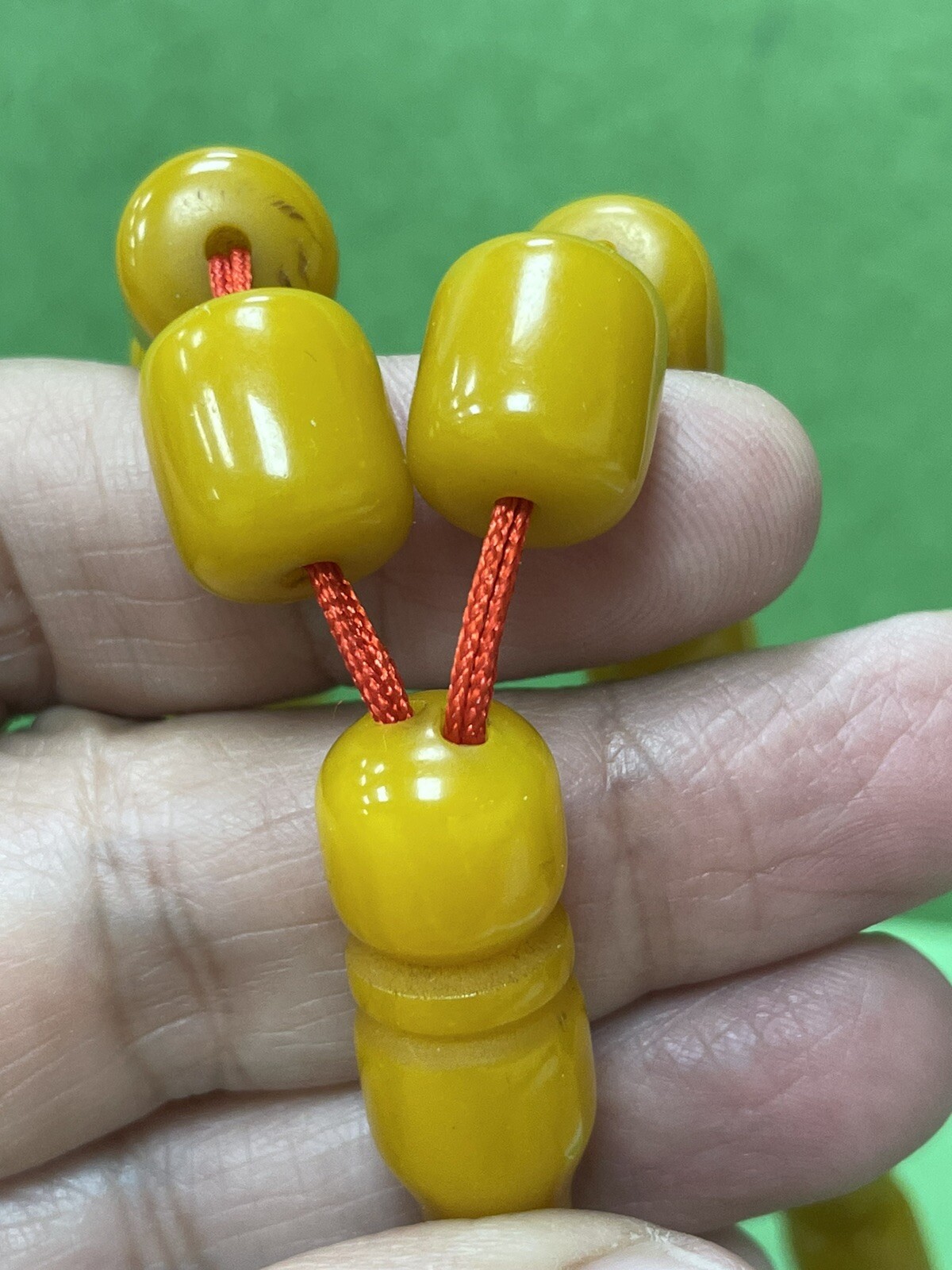 Antique Miscky Butter scotch Yellow Amber bakelite islamic prayer 33 beads 69g R