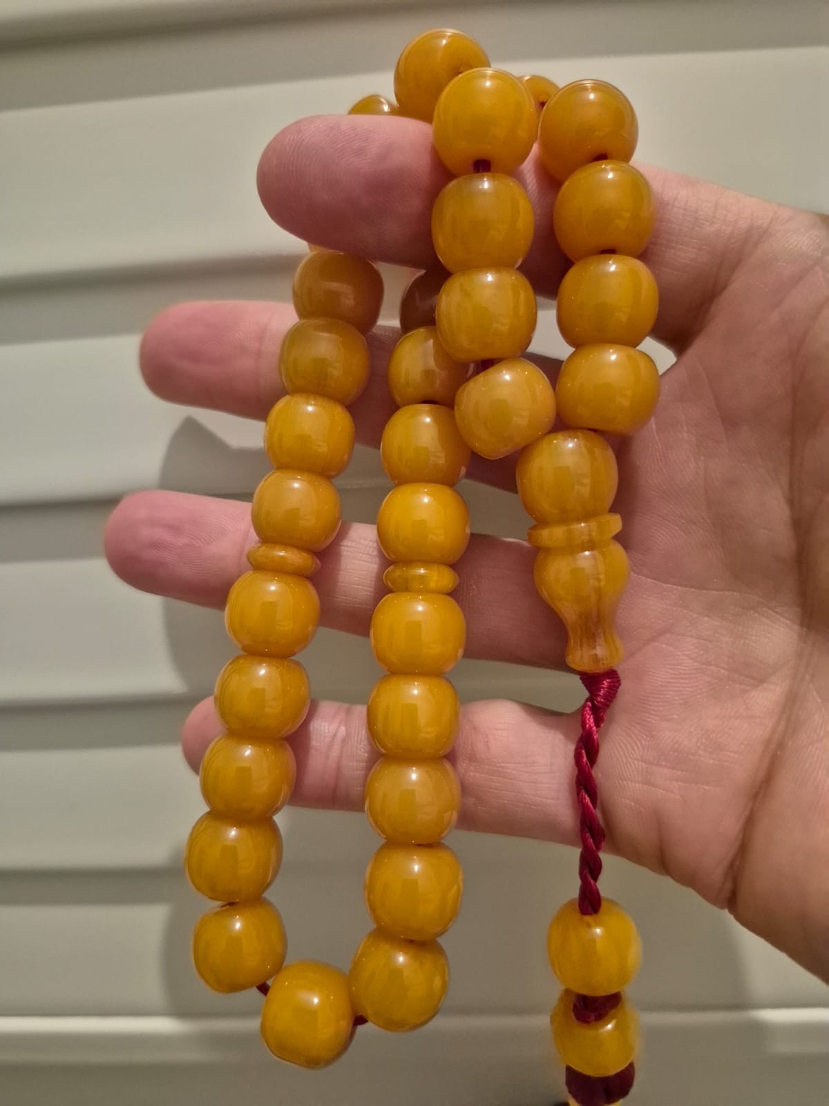 Islamic Prayer GERMAN bakelite amber Rosary. 12*12 mm. 33 beads.Tasbih