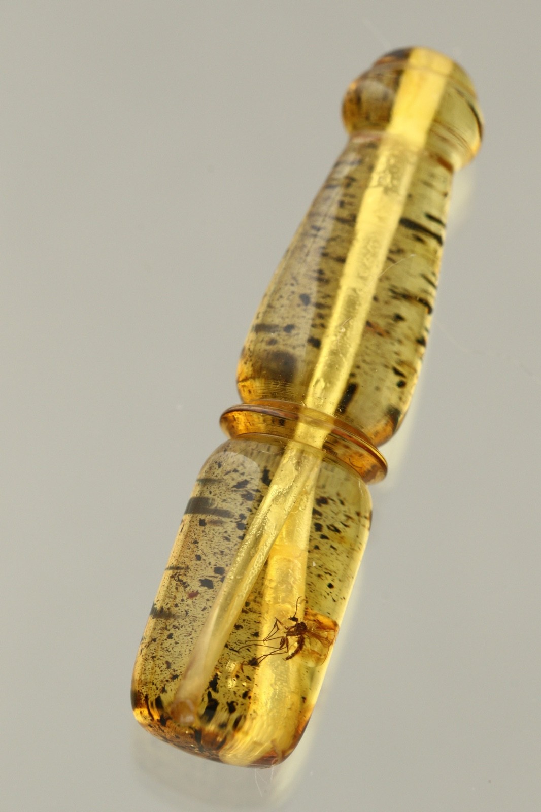 GNAT Fossil Insect BALTIC AMBER Islamic Prayer Imam Minaret TASBIH 2.2g 260709-3