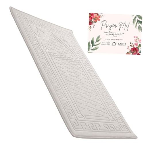 Padded Prayer Mat Thick with Soft Velvet Foam for Men and Women Cream – Padded