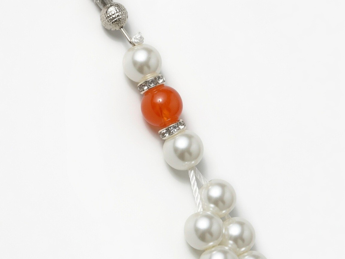 Elegant White Pearl & Carnelian Tasbih – Islamic Prayer Beads – Misbaha