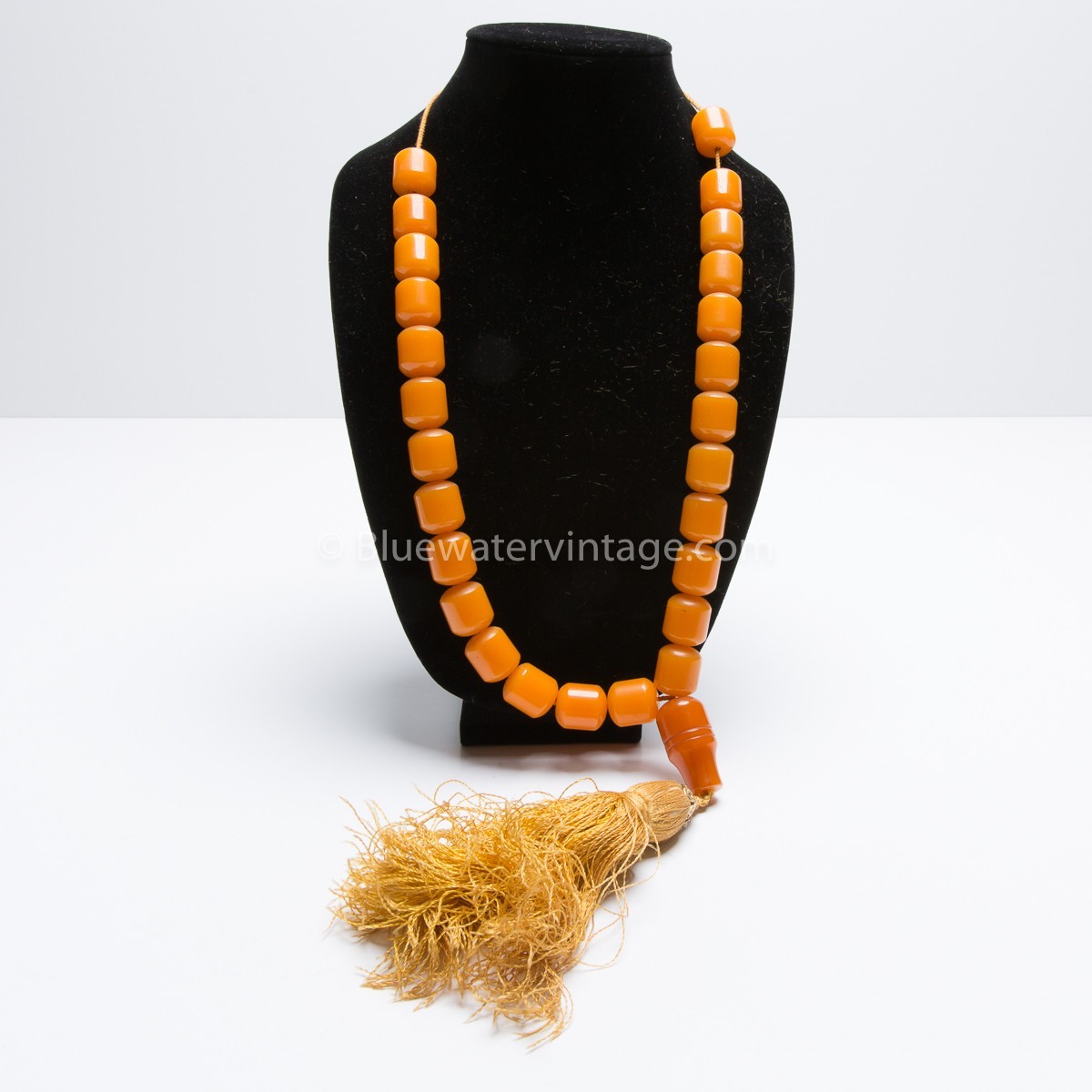 Huge String Butterscotch Bakelite Jewelry Prayer Beads w/ Tassel 27pc 140g EX!
