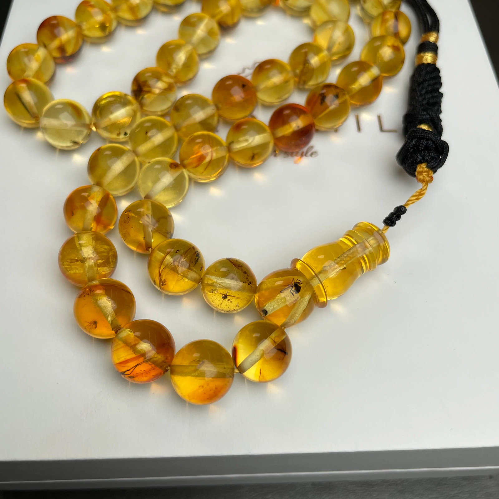 Natural Amber Insects Misbaha Tasbih Prayer Beads 10mm 30g 45beads