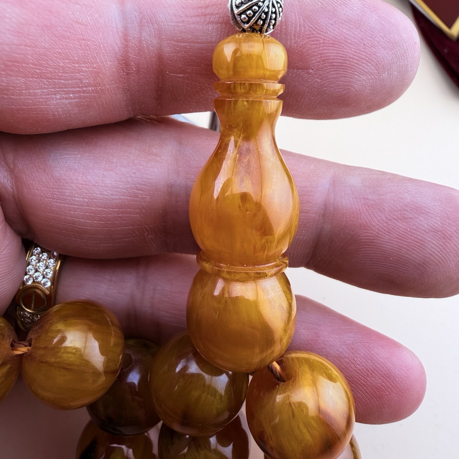 Old Misky 33Bead Islamic Tasbih Sterling Silver Tasselمسباح مسبحة مسكي شرابة فضة