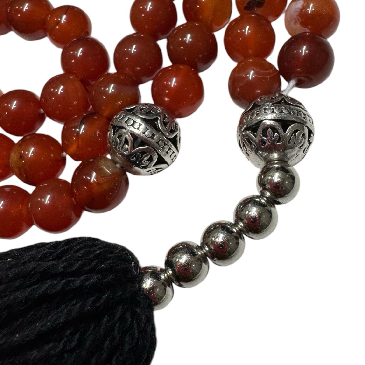 Natural Red carnelian Agate Tasbeeh Aqiq Prayer Beads Islamic Masbaha 99pcs