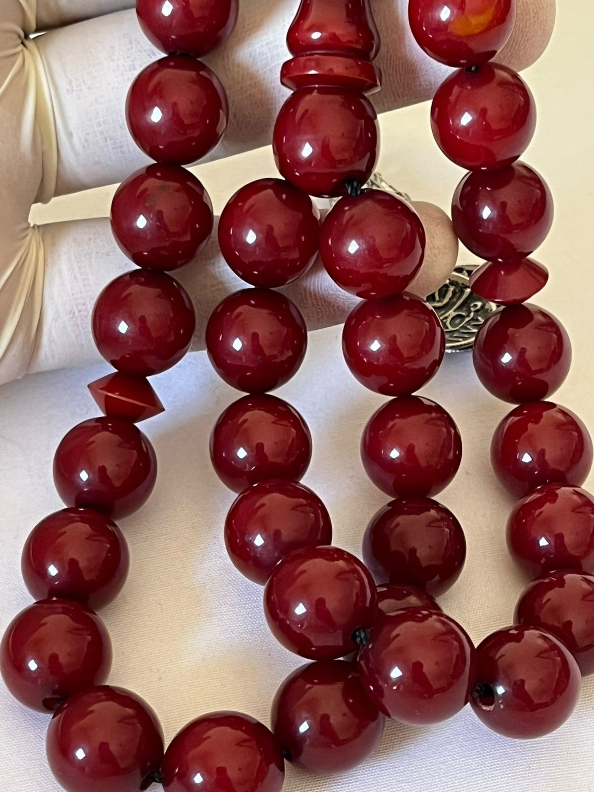 Antique Ottoman Faturan Rosary 33 فاتوران الماني انتيك محروف كعب الغزال عرق شايب