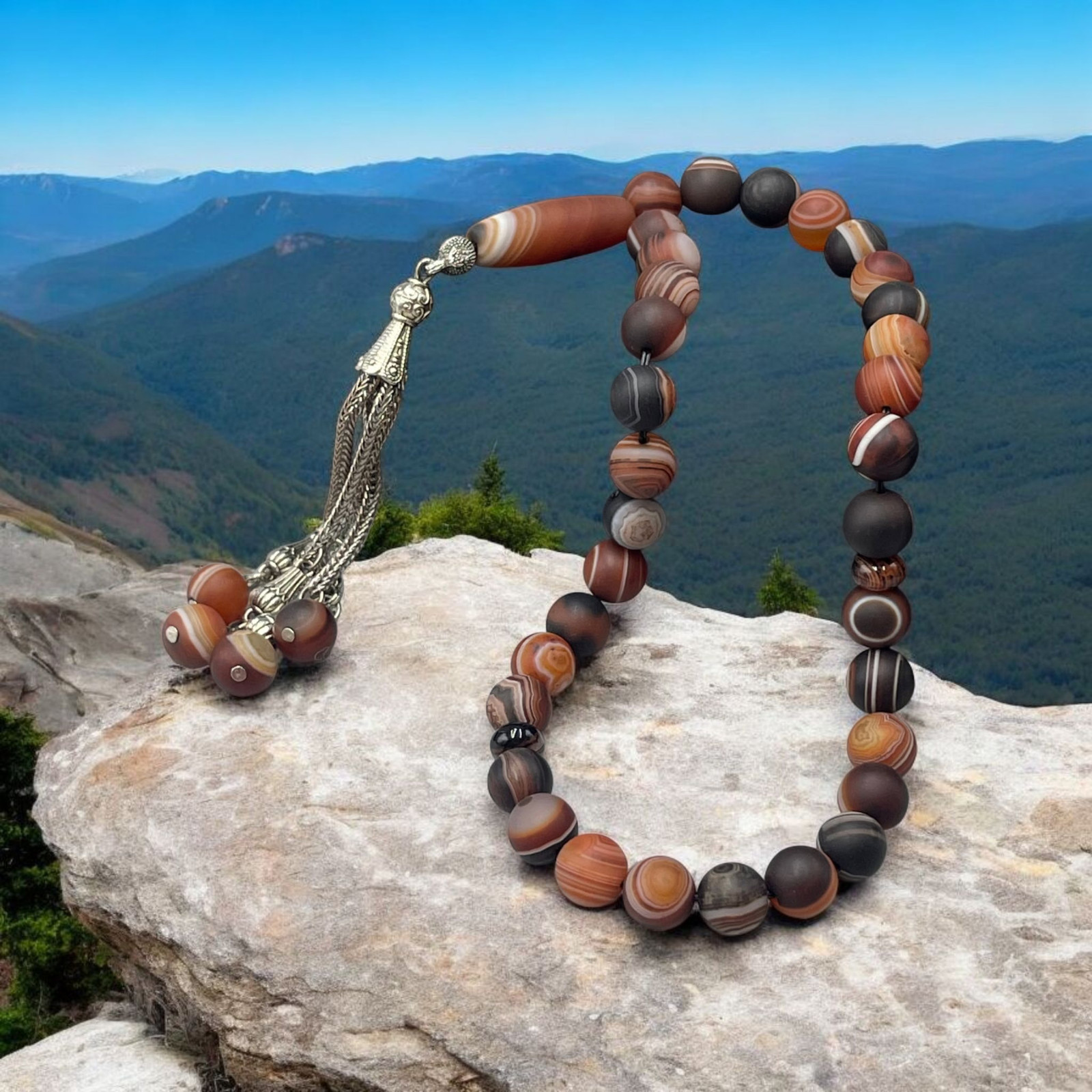 Dawoodi Aqeeq Tasbih Prayer Beads Natural Agate Islamic Misbaha Rosary Beads Han