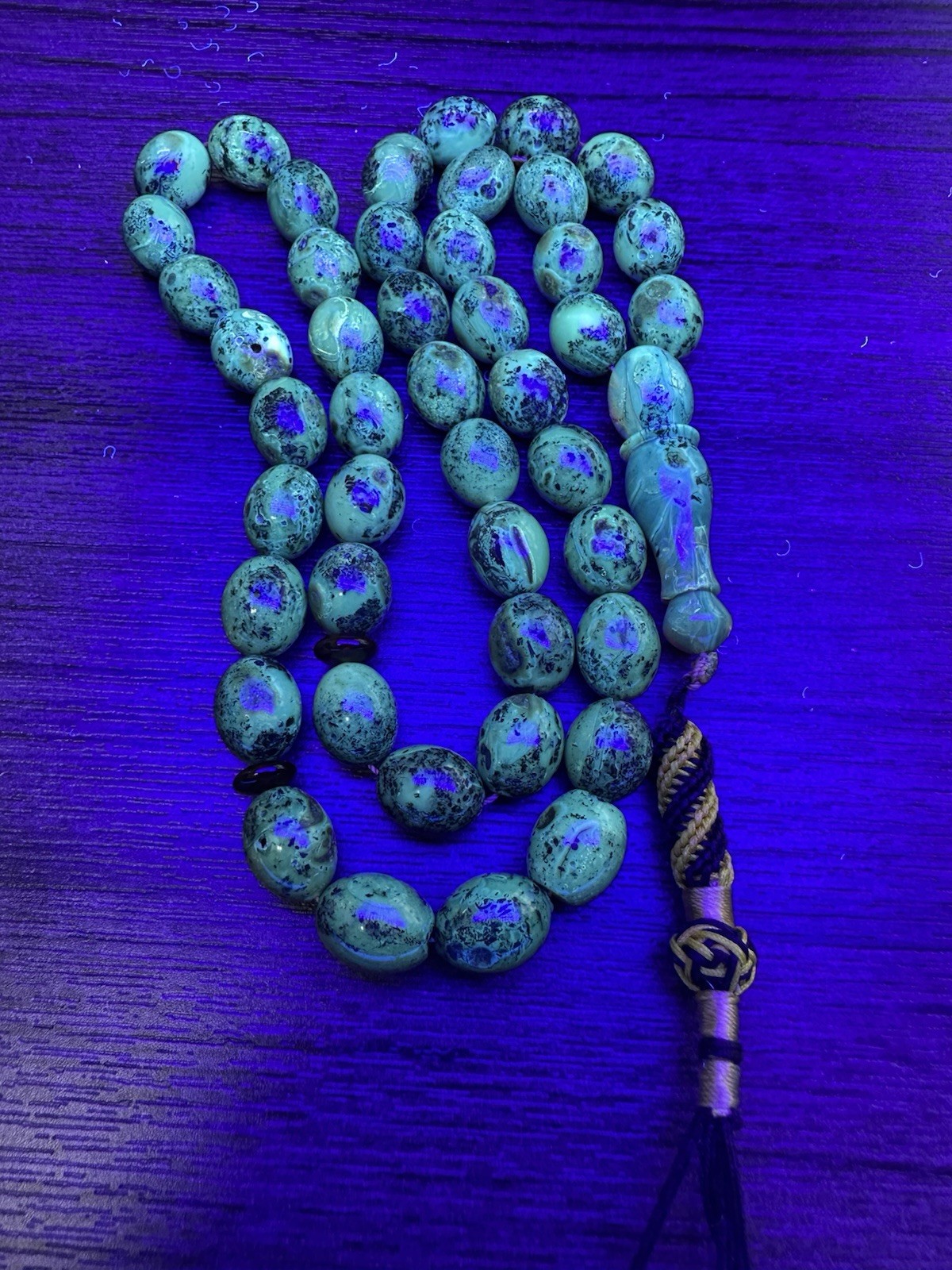 Natural Baltic Black Amber Islamic prayer Beads 45+3 Beads 54.2G 11.6×14.3mm