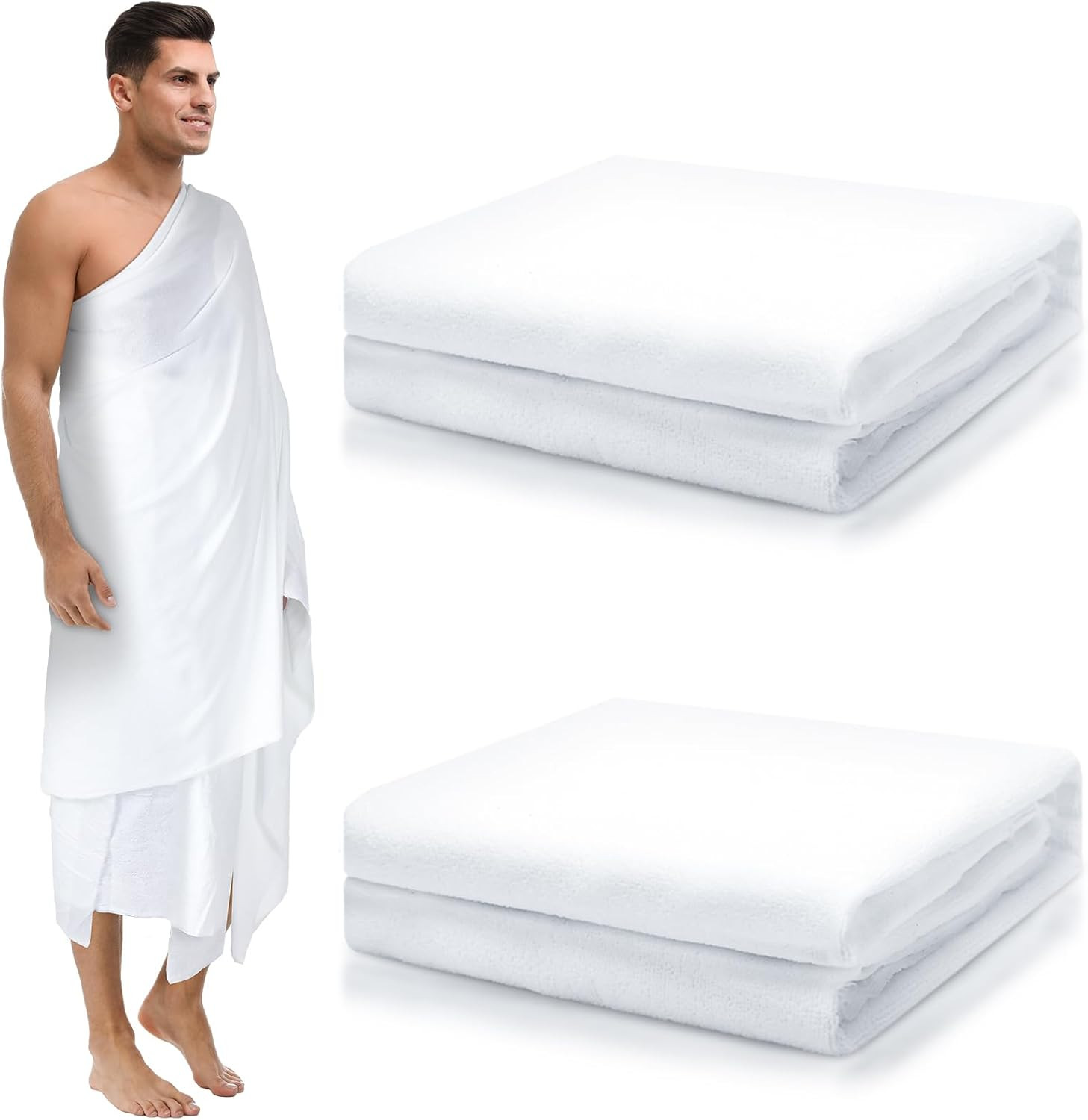 Suhine 2 Pcs Ihram for Men Umrah Hajj Umrah Essentials Islamic Clothing for Men