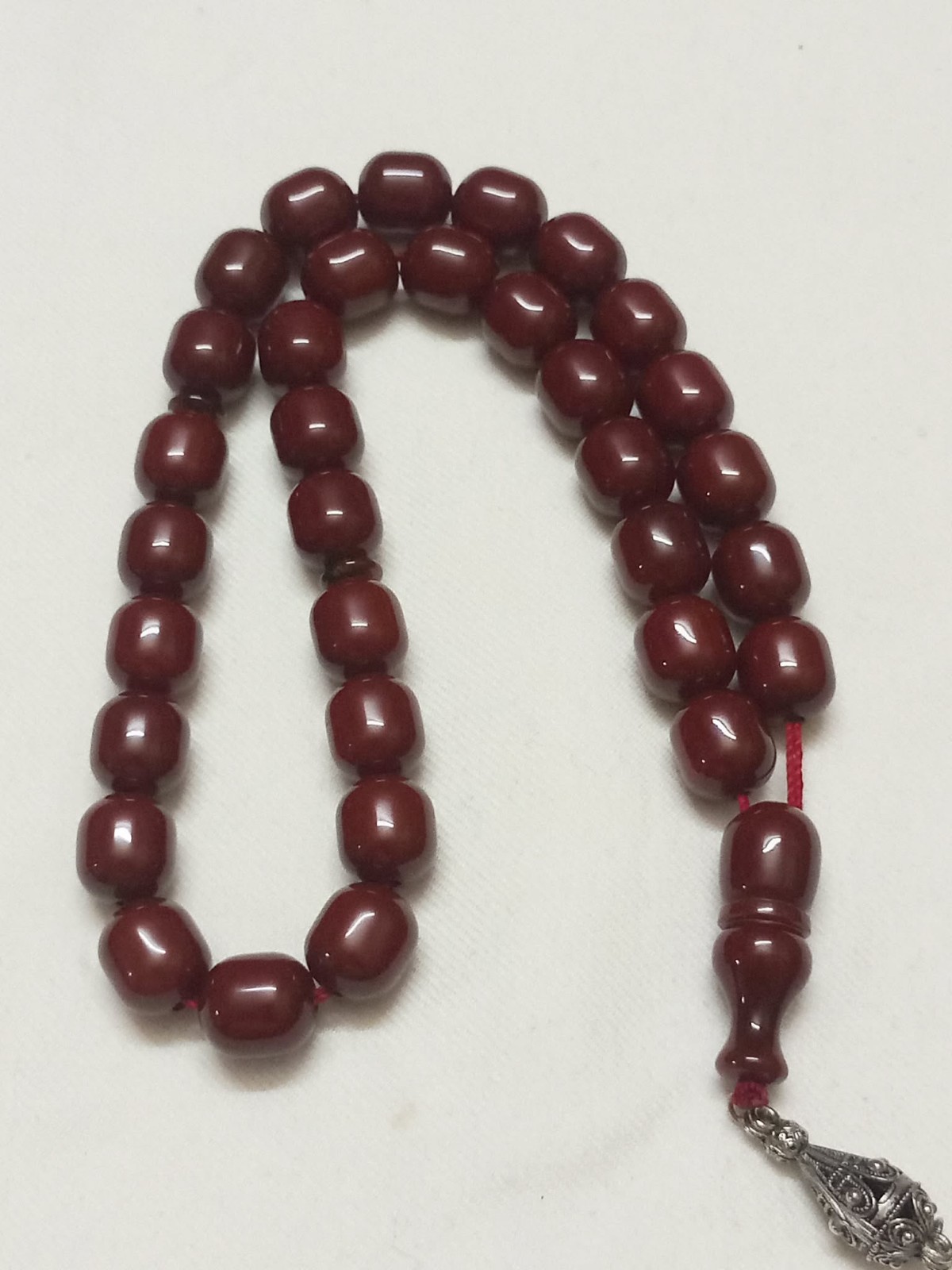 Antique Cherry Amber Bakelite Faturan Prayer Beads Rosary 68g