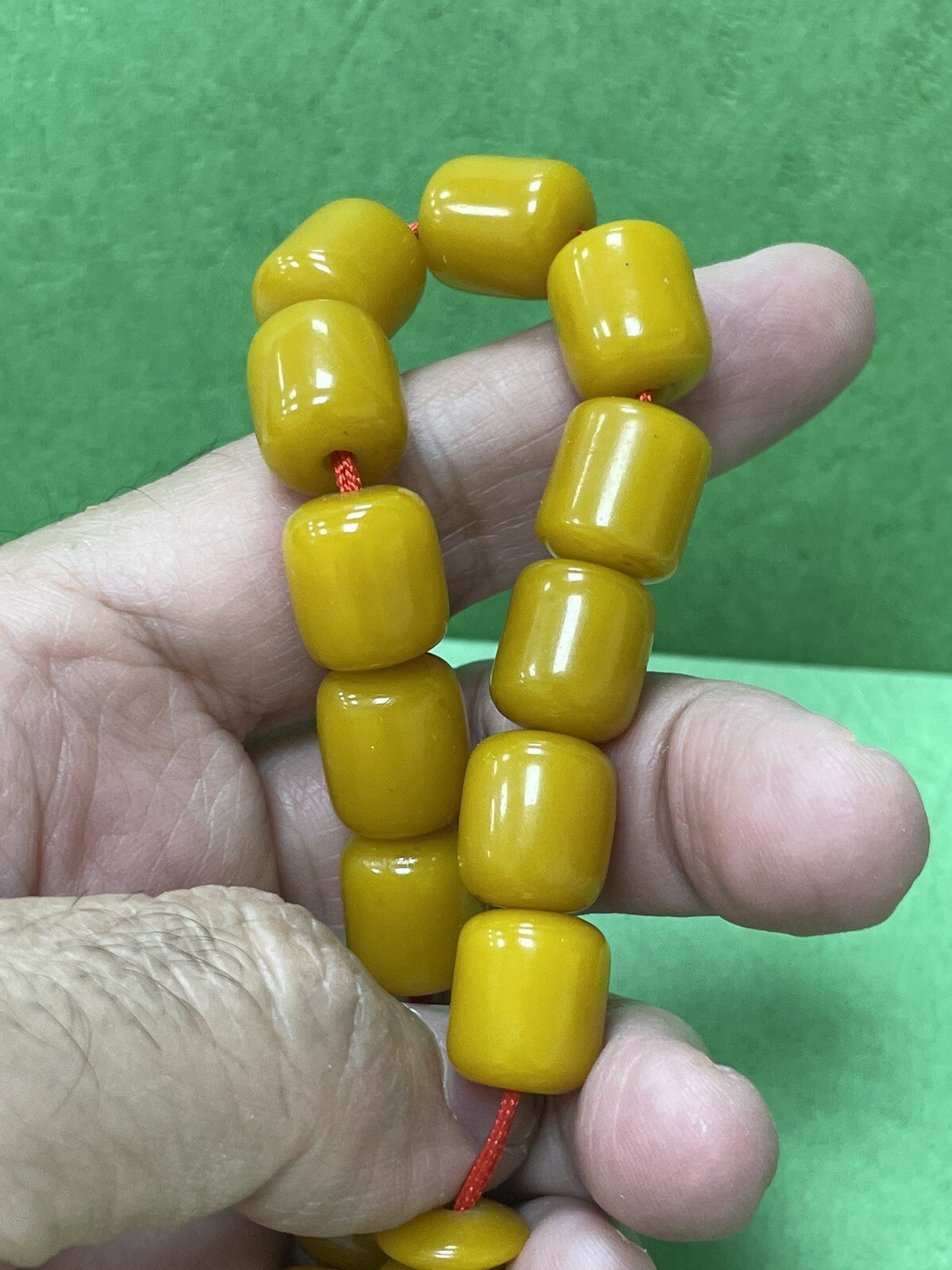 Antique Miscky Butter scotch Yellow Amber bakelite islamic prayer 33 beads 69g R
