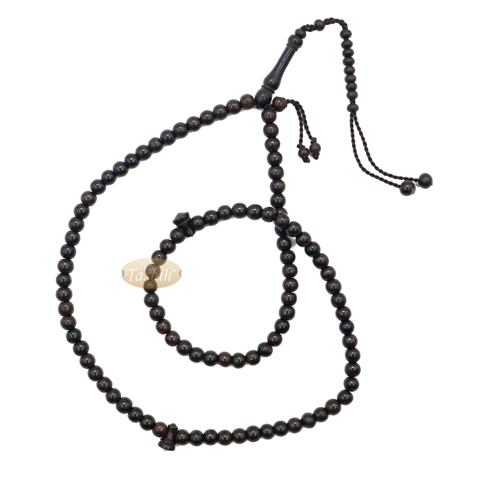 Wooden Islamic Prayer Beads – 9 mm Tamarind 99-Bd Sibha With Ornamental Stops