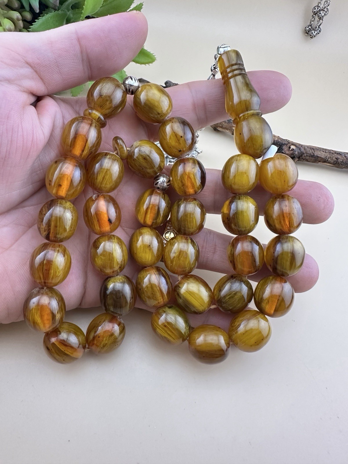 Collectible Misky 33 Beads Islamic Rosaryمسبحة مسباح مسكي جودة عالية خراطة يدوية