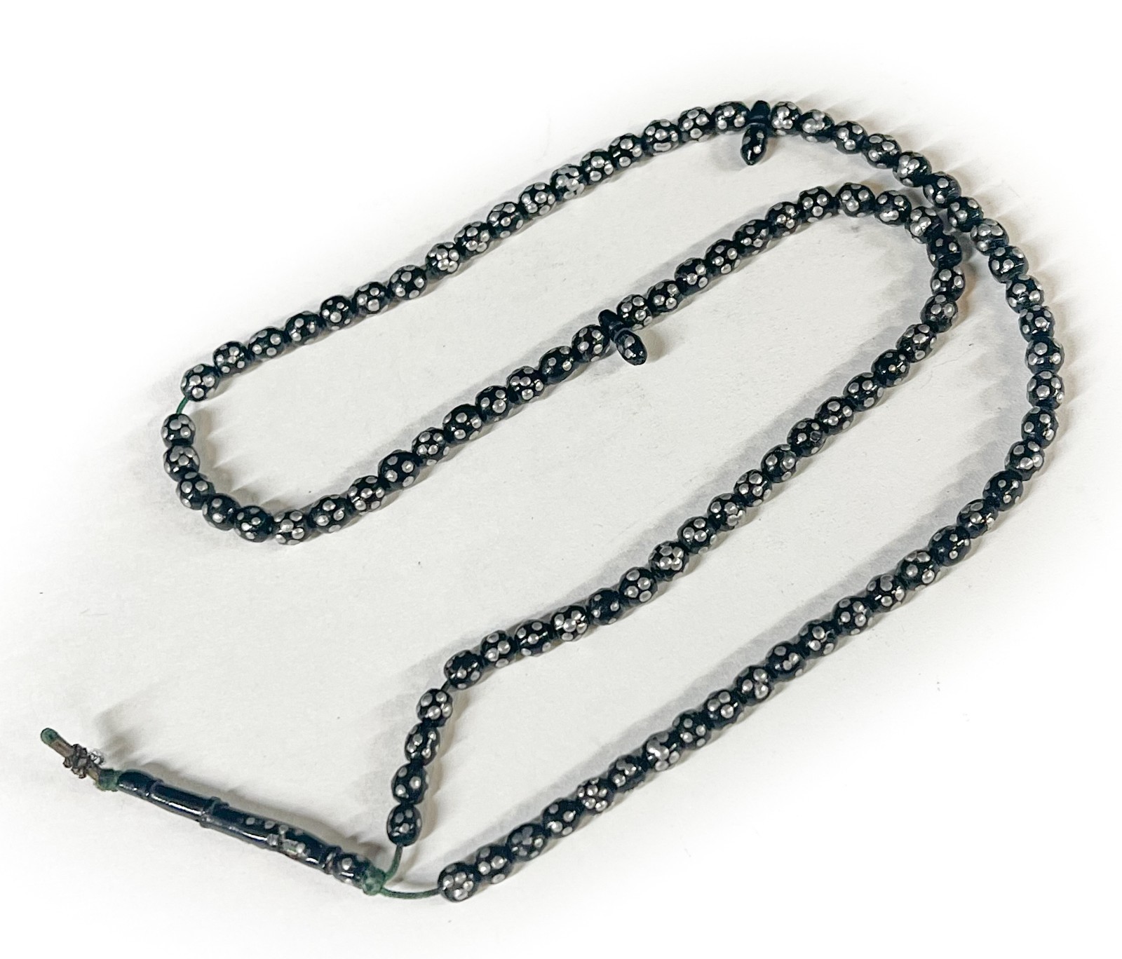 19th Century Black Coral and silver Prayer Beads Misbaha Tasbih