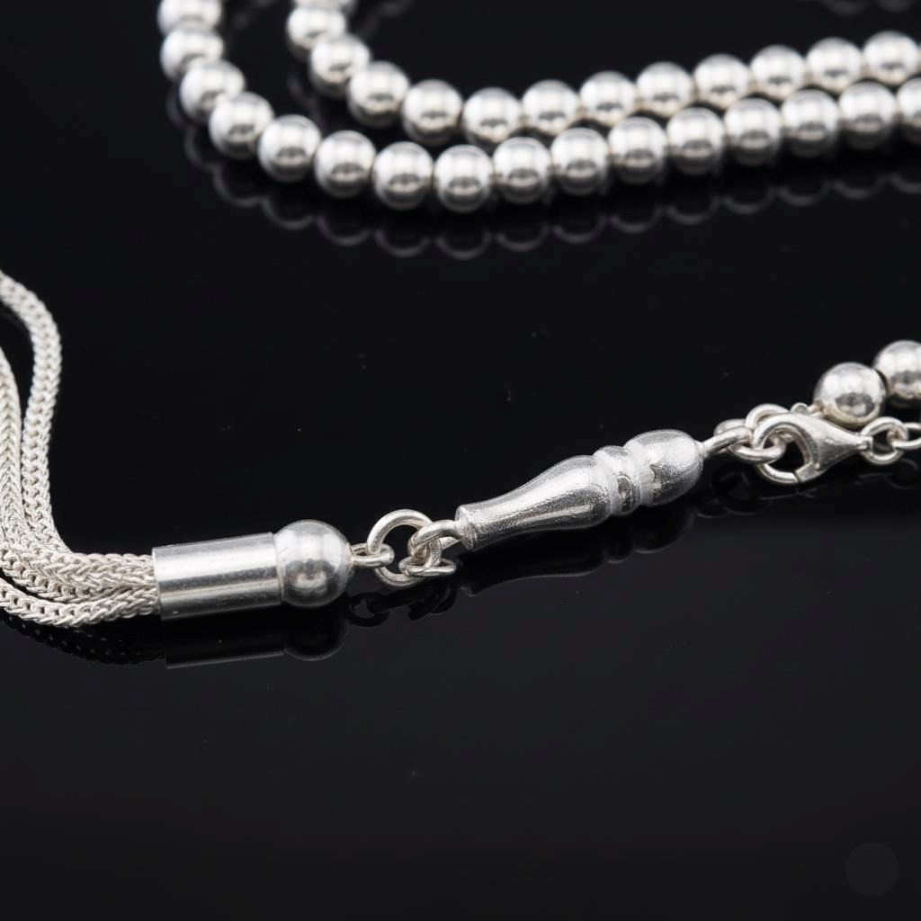 Tasbih necklace 925 sterling silver 99 beads Islamic Prayer Beads Misbaha 501152