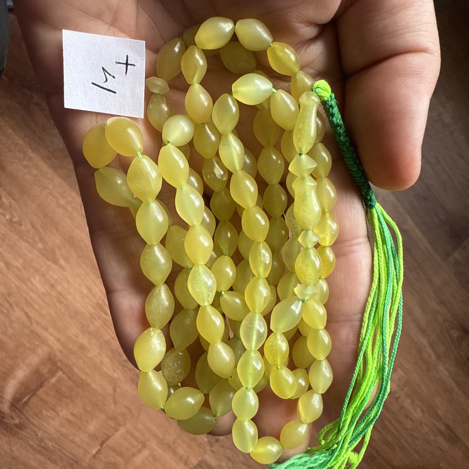 RARE GREEN 100 BEADS حبات المسبحة GENUINE SHAH MAGHSOUD 57cm شاه مقصود تسبيح