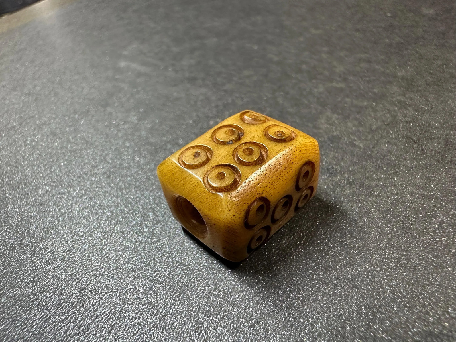 Hand-Carved Yak Bone Dice Bead, 4mm Hole, Tibetan Mala Spacer, Buddhist Prayer