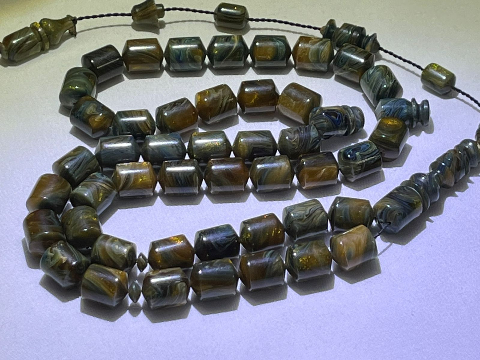 Old Ottoman Faturan Rosary 45 فاتوران الماني مساطب خراطة حلبية ملتي كلر نش الذهب