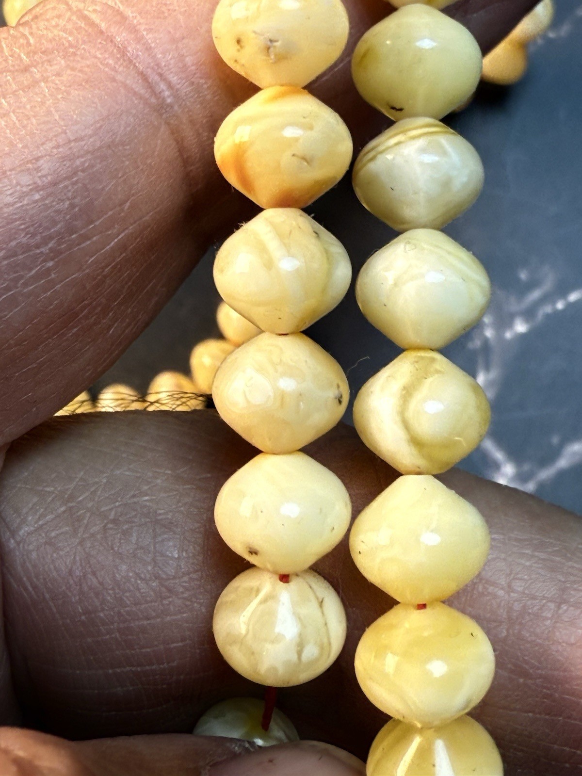 Antique Egg Yolk baltic amber Necklace Prayer شحريIslamic 99 beads -34g G R17