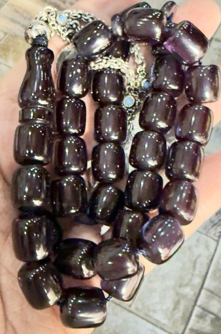 Unique Blue Red Faturan amber bakelite islamic prayer 33 beads 67 Grams R6