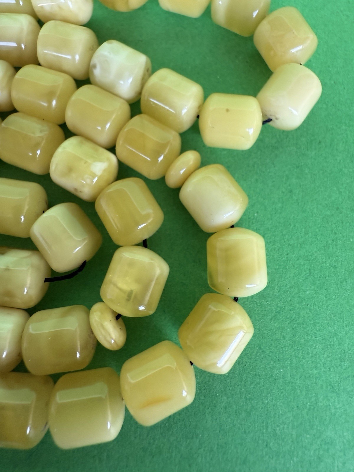 Antique Egg Yolk baltic amber Necklace Prayer Islamic 57beads -31 g R2 ملطخ