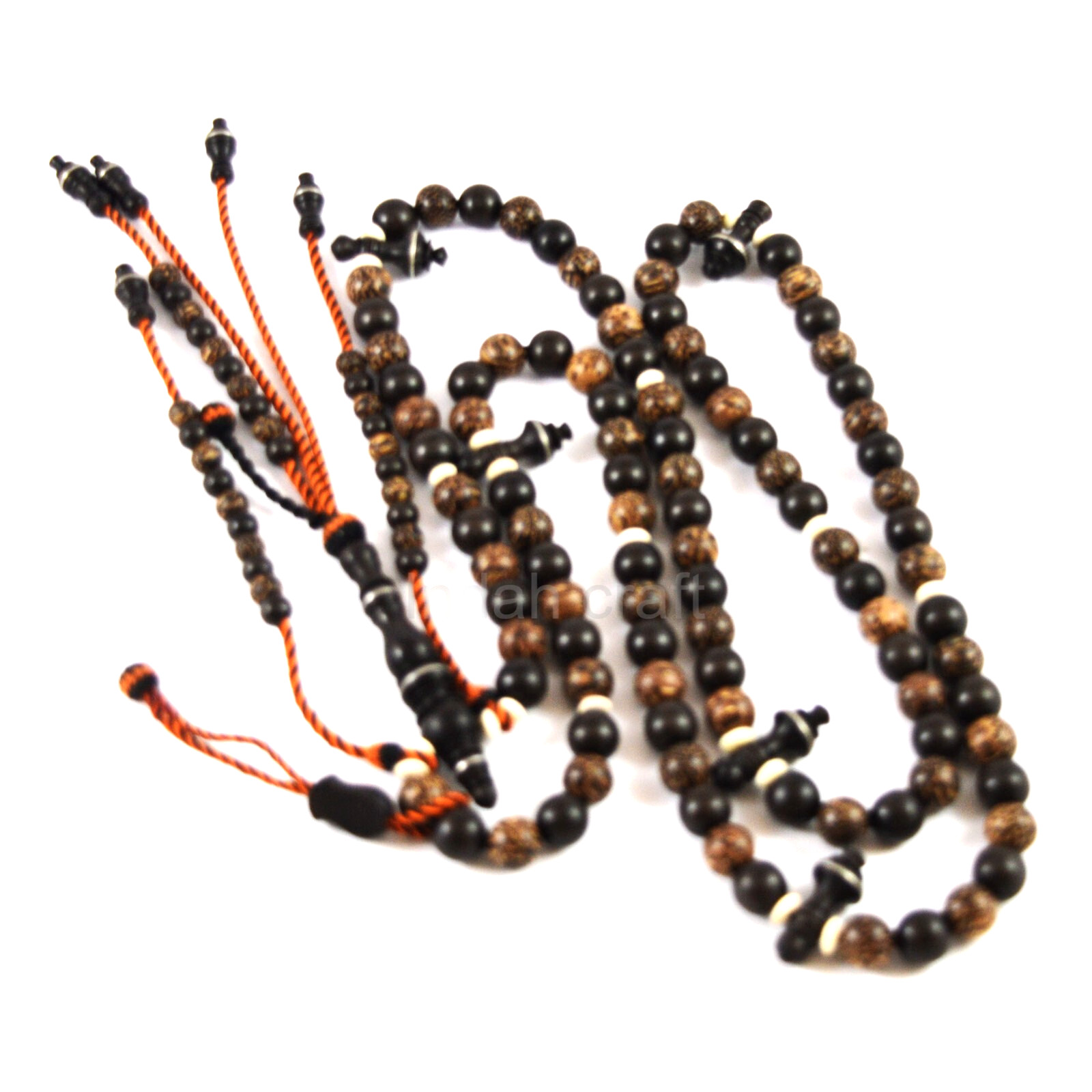 Islamic Tijani Tasbih Sibha Prayer 100 beads Borneo Black Wood Mix Palm Wood