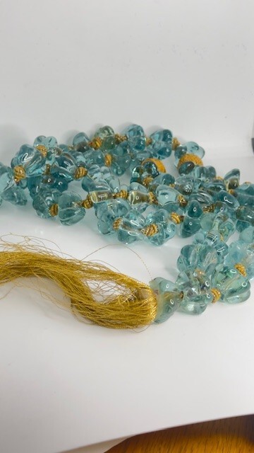 Vintage Large 55 Beads Blue Glass Prayer Tasbih Hanging Decor Mesbha 919 grams