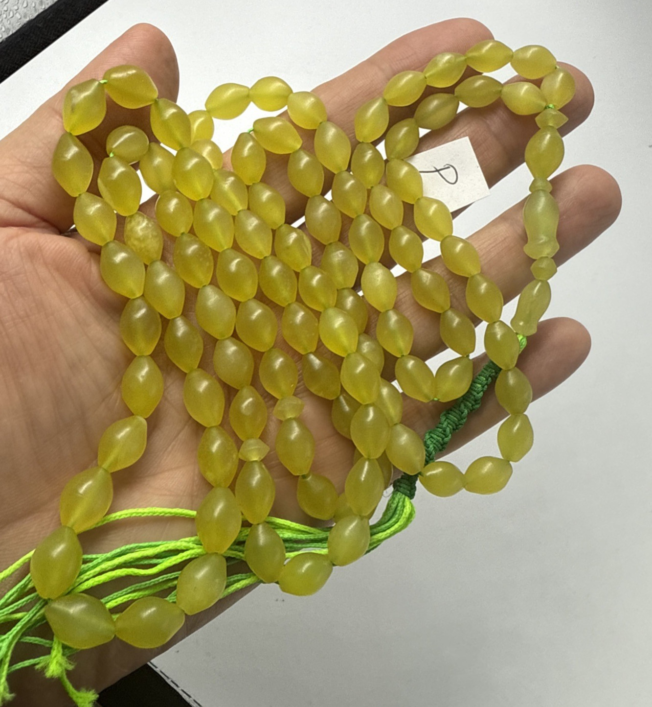 RARE GREEN 99 BEADS حبات المسبحة GENUINE SHAH MAGHSOUD 62cm شاه مقصود تسبيح